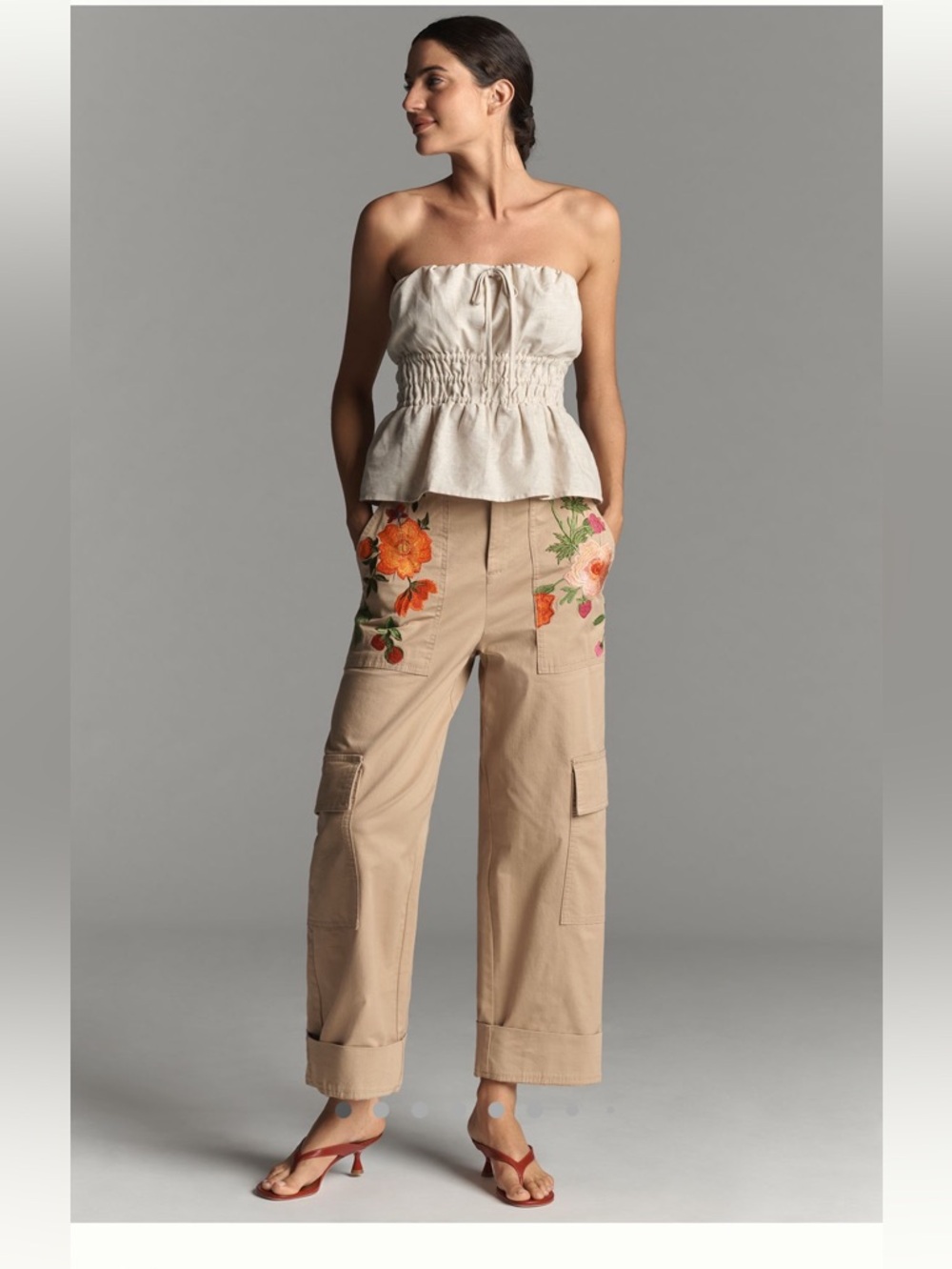 Anthropologie By Anthropologie Embroidered Cargo Pant